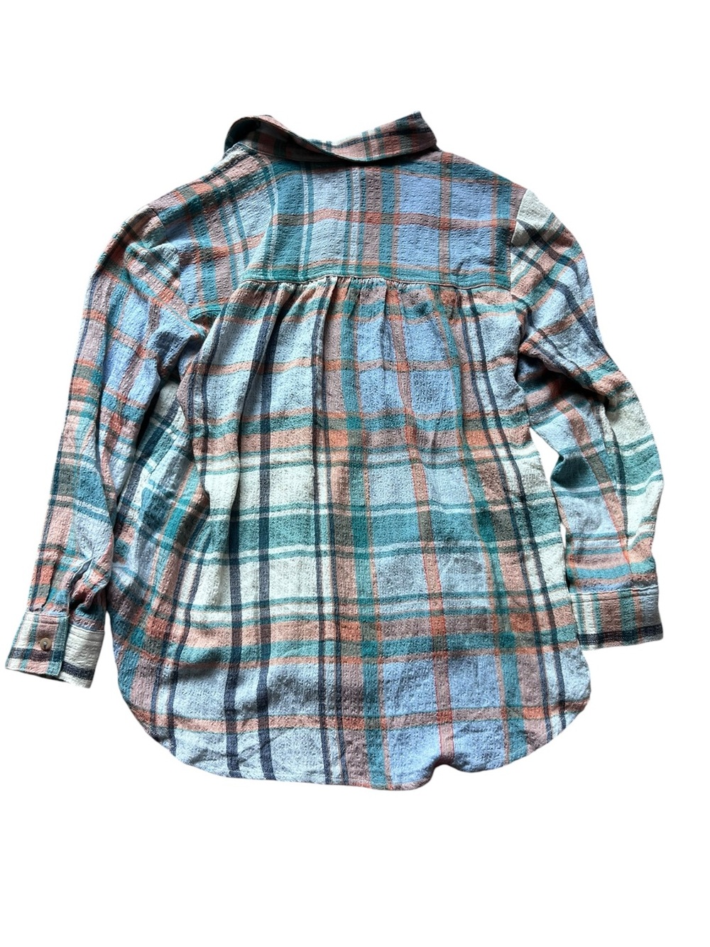 Anthropologie Pilcro Hadley Relaxed blue  Plaid Buttondown Shirt size medium - Picture 3 of 9